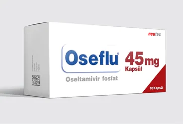 OSEFLU 45 MG 10 KAPSUL kutu fotoğrafı. Oseltamivir fosfat içeren kapsül. Üretici: NEUTEC İLAÇ SANAYİ TİCARET ANONİM ŞİRKETİ.