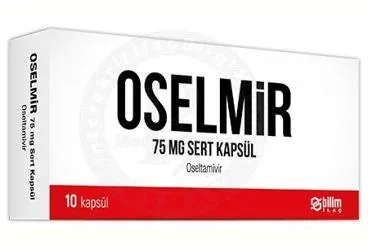 OSELMIR 75 MG SERT KAPSUL (oseltamivir fosfat) kutu fotoğrafı, kapsül. Üretici: BİLİM İLAÇ SANAYİİ VE TİCARET A.Ş.