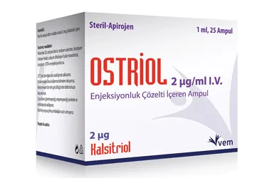 Vitamin d3 içeren çözelti: OSTRIOL 2 MCG/ML I.V. ENJEKSIYONLUK COZELTI ICEREN 25 AMPUL ambalajı. Üretici: VEM İLAÇ SAN. VE TİC. ANONİM ŞİRKETİ.