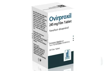 OVIRPROXIL 245 MG 30 FILM TABLET kutusu, film kaplı tablet formunda tenofovir disoproksil içerir. Üretici: DEVA HOLDİNG ANONİM ŞİRKETİ.