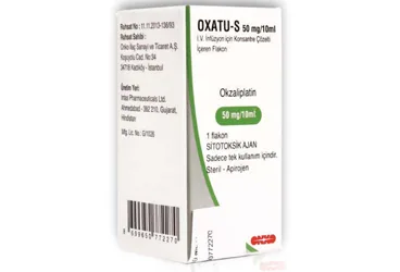 OXATU-S 50 MG/10 ML IV INFUZYON ICIN KONSANTRE COZELTI ICEREN 1 FLAKON (okzaliplatin) ambalajı, çözelti. Üretici: ONKO İLAÇ SANAYİ VE TİCARET ANONİM ŞİRKETİ.