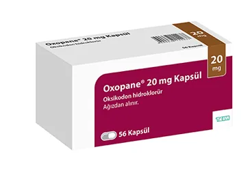 OXOPANE 20 MG 56 KAPSUL ambalajı. Oksikodon içeren kapsül. Üretici: TEVA İLAÇLARI SANAYİ VE TİCARET A.Ş.