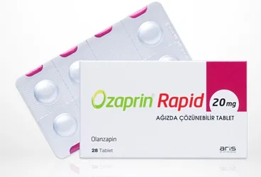 OZAPRIN RAPID 20 MG 28 AGIZDA COZUNEBILIR TABLET kutu fotoğrafı. Olanzapin içeren tablet. Üretici: ALİ RAİF İLAÇ SANAYİ A.Ş.