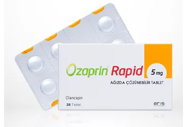 OZAPRIN RAPID 5 MG 28 AGIZDA COZUNEBILIR TABLET (olanzapin) ürün ambalajı, tablet. Üretici: ALİ RAİF İLAÇ SANAYİ A.Ş.