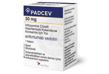 PADCEV 30 MG INFUZYONLUK COZELTI HAZIRLAMADA KULLANILACAK KONSANTRE ICIN TOZ (1 ADET) (enfortumab vedotin) kutu fotoğrafı, çözelti. Üretici: ASTELLAS PHARMA İLAÇ TİCARET VE SANAYİ ANONİM ŞİRKETİ.