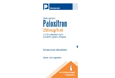 PALOXITRON 250 MCG/5 ML IV ENJEKSIYON ICIN COZELTI ICEREN 1 AMPUL (palonosetron) ambalajı, çözelti. Üretici: PHARMADA İLAÇ SANAYİ VE TİCARET A.Ş.