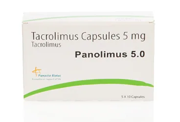 PANOLIMUS 5 MG 50 KAPSUL (takrolimus) ürün ambalajı, kapsül. Üretici: BİEM İLAÇ SAN. VE TİC. A.Ş.