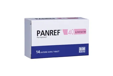 PANREF 40 MG 14 ENTERIK KAPLI TABLET ambalajı, tablet formunda pantoprazol içerir. Üretici: BİOFARMA İLAÇ SANAYİ VE TİCARET A.Ş.