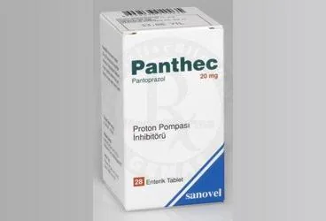 PANTHEC 20 MG 28 ENT.TABLET ürün ambalajı, tablet formunda pantoprazol içerir. Üretici: SANOVEL İLAÇ SANAYİ VE TİCARET ANONİM ŞİRKETİ.