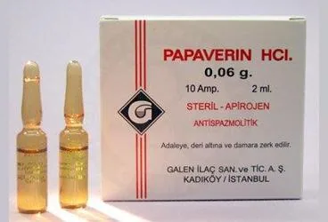 PAPAVERINE HCL 0,06 GR 10 AMPUL (papaverin hcl) kutusu, ampul. Üretici: GALEN İLAÇ SAN.VE TİC.A.Ş.