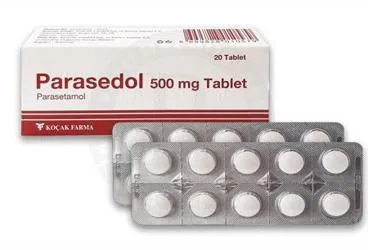 PARASEDOL 500 MG 20 TABLET ürün ambalajı. Parasetamol içeren tablet. Üretici: KOÇAK FARMA İLAÇ VE KİMYA SANAYİ A.Ş.