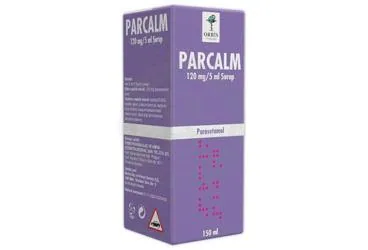 PARCALM 120 MG/ 5 ML SURUP (150 ML) (parasetamol) ürün ambalajı, şurup. Üretici: ORBİS PHARMA İLAÇ VE KİMYA KOZMETİK MEDİKAL SANAYİ TİCARET LİMİTED ŞİRKETİ.