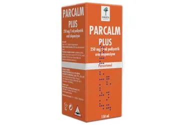 Parasetamol içeren oral süspansiyon: PARCALM PLUS 250 MG/5ML PEDIYATRIK ORAL SUSPANSIYON (150 ML) ürün ambalajı. Üretici: ORBİS PHARMA İLAÇ VE KİMYA KOZMETİK MEDİKAL SANAYİ TİCARET LİMİTED ŞİRKETİ.
