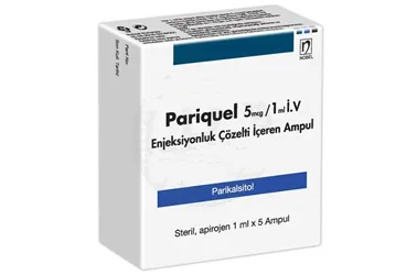 PARIQUEL 5 MCG/ML IV ENJEKSIYONLUK COZELTI ICEREN AMPUL 5 AMPUL (parikalsitol) kutusu, çözelti. Üretici: NOBEL İLAÇ SAN. VE TİC. A.Ş.
