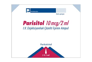 PARISITOL 10 MCG/2 ML IV ENJEKSIYONLUK COZELTI ICEREN AMPUL 2 ML 5 AMPUL (parikalsitol) ürün ambalajı, çözelti. Üretici: PHARMADA İLAÇ SANAYİ VE TİCARET A.Ş.