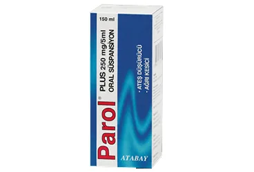 PAROL 250 MG/5 ML 150 ML PLUS SÜSPANSİYON (parasetamol) kutusu, süspansiyon. Üretici: ATABAY KİMYA SANAYİ VE TİC. A.Ş.