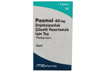 PASMOL 40 MG ENJEKSIYONLUK COZELTI HAZIRLAMAK ICIN TOZ (1 FLAKON) (pantoprazol) kutu fotoğrafı, çözelti. Üretici: HAVER TRAKYA İLAÇ SANAYİ VE TİCARET ANONİM ŞİRKETİ.