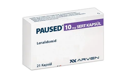 PAUSED 10 MG 21 SERT KAPSUL ambalajı, kapsül formunda lenalidomid içerir. Üretici: ARVEN İLAÇ SANAYİ VE TİCARET A.Ş.