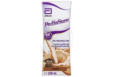 Protein+karbonhidrat+yag+vit+mineral içeren PEDIASURE KAKAOLU 220 ML kutusu. Üretici: ABBOTT LABORATUARLARI İTHALAT İHRACAT VE TİCARET LİMİTED ŞİRKETİ.