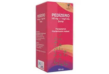 PEDIZERO 160 MG + 1 MG/5 ML SURUP (100 ML) ürün ambalajı. Parasetamol kombinasyon içeren şurup. Üretici: ORBİS PHARMA İLAÇ VE KİMYA KOZMETİK MEDİKAL SANAYİ TİCARET LİMİTED ŞİRKETİ.