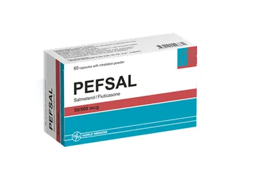 PEFSAL 50 MCG/500 MCG INHALER KAPSUL(60 KAPSUL) (salmeterol + flutikazon) ambalajı, kapsül. Üretici: WORLD MEDICINE İLAÇ SAN. VE TİC. A.Ş.