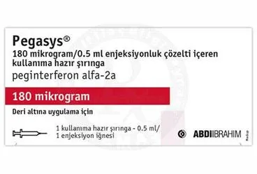 Peginterferon alfa-2a içeren PEGASYS 180 MCG 1 HAZIR ŞIRINGA kutu fotoğrafı. Üretici: ROCHE MÜSTAHZARLARI SANAYİ ANONİM ŞİRKETİ.