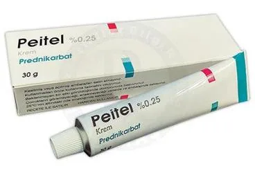 PEITEL %0,25 MG 30 GR KREM (prednikarbat) ürün ambalajı, krem. Üretici: ADEKA İLAÇ SANAYİ VE TİCARET A.Ş.
