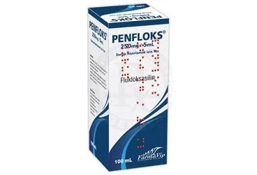 PENFLOKS 250 MG/ 5 ML ŞURUP HAZIRLAMAK İÇİN TOZ (100 ML) (flukloksasilin) kutu fotoğrafı, şurup. Üretici: FARMAVİP İLAÇ VE KOZMETİK SANAYİ VE TİCARET ANONİM ŞİRKETİ.