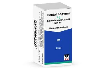 PENTAL SODYUM 1 G ENJEKSIYONLUK COZELTI ICIN TOZ (1 FLAKON) kutu fotoğrafı. Tiyopental sodyum içeren çözelti. Üretici: MENARİNİ SAĞLIK VE İLAÇ SANAYİ TİCARET ANONİM ŞİRKETİ.