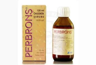 Oksolamin içeren şurup: PERBRONS 10 MG 120 ML SURUP ürün ambalajı. Üretici: CASEL ECZACI CAHİT SELİMOĞLU İLAÇ SANAYİİ VE TİCARET LİMİTED ŞİRKETİ.