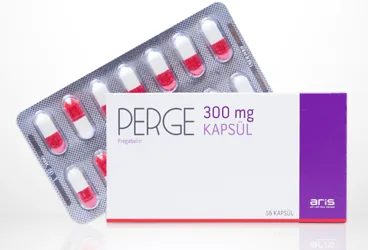 PERGE 300 MG KAPSUL ,KAPSUL, 168 ADET kutu fotoğrafı, kapsül formunda pregabalin içerir. Üretici: ALİ RAİF İLAÇ SAN. A.Ş.
