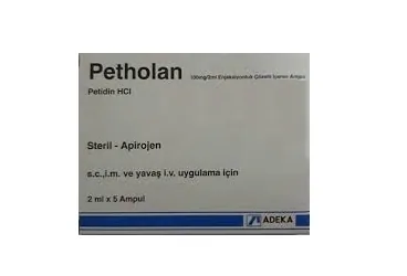 Petidin hcl içeren çözelti: PETHOLAN 100 MG/2 ML ENJEKSIYONLUK COZELTI (5 ADET) kutu fotoğrafı. Üretici: MASİS MEDİKAL VE İLAÇ SANAYİ TİCARET ANONİM ŞİRKETİ.