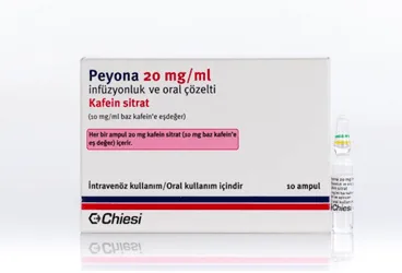 PEYONA 20 MG/ML INFUZYON COZELTISI VE ORAL COZELTI 1 ML 10 AMPUL (kafein sitrat) ürün ambalajı, çözelti. Üretici: CHİESİ İLAÇ TİC. A.Ş.