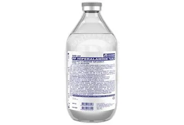 Aminoasit içeren çözelti: PF HIPERALAMINE %8,5 AMINO ASIT IV INFUZYON ICIN COZELTI 500 ML (SETLI) ürün ambalajı. Üretici: POLİFARMA İLAÇ SAN. VE TİC. A.Ş.