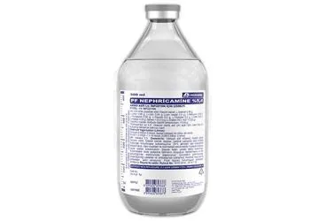 PF NEPHRICAMINE %5,4 AMINOASIT IV INFUZYON ICIN COZELTI 500 ML (SETLI) kutusu. Aminoasit içeren çözelti. Üretici: POLİFARMA İLAÇ SAN. VE TİC. A.Ş.