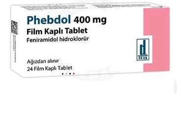 Feniramidol hcl içeren film kaplı tablet: PHEBDOL 400 MG FILM KAPLI TABLET (24 TABLET) ürün ambalajı. Üretici: DEVA HOLDİNG ANONİM ŞİRKETİ.