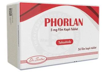 PHORLAN 5 MG FİLM KAPLI TABLET(56 TABLET) kutusu, film kaplı tablet formunda tofasitinib içerir. Üretici: DR. SERTUS İLAÇ SAN. VE TİC. LTD. ŞTİ.