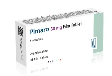 PIMARO 30 MG FILM TABLET (28 TABLET) (sinakalset) kutusu, film kaplı tablet. Üretici: DEVA HOLDİNG ANONİM ŞİRKETİ.