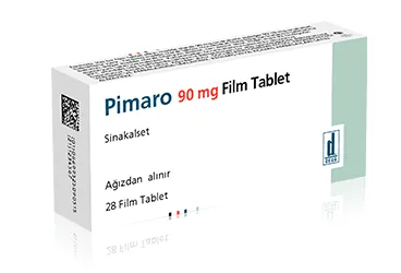 PIMARO 90 MG 28 FILM KAPLI TABLET (sinakalset) kutu fotoğrafı, film kaplı tablet. Üretici: DEVA HOLDİNG ANONİM ŞİRKETİ.