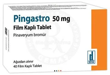 PINGASTRO 50 MG 40 FILM TABLET ambalajı, film kaplı tablet formunda pinaveryum bromür içerir. Üretici: DEVA HOLDİNG ANONİM ŞİRKETİ.
