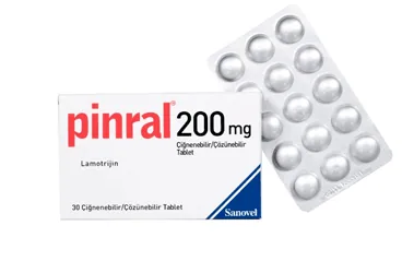 PINRAL 200 MG 30 CIGNENEBILIR/COZUNEBILIR TABLET ambalajı. Lamotrijin içeren tablet. Üretici: SANOVEL İLAÇ SANAYİ VE TİCARET ANONİM ŞİRKETİ.