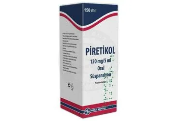 PIRETIKOL 120 MG/5ML ORAL SUSPANSIYON (150 ML) kutusu. Parasetamol içeren oral süspansiyon. Üretici: WORLD MEDICINE İLAÇ SAN. VE TİC. A.Ş.