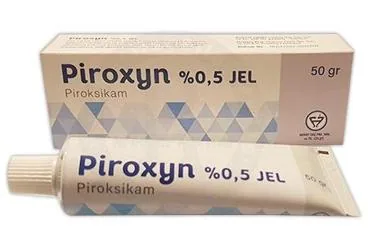 PIROXYN % 0,5 JEL (50 GR) ürün ambalajı. Piroksikam -topikal içeren jel. Üretici: HAKAY İLAÇ PAZARLAMA SAN. VE TİCARET LTD. ŞTİ.