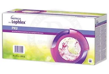 PKU LOPHLEX KIRMIZI MEYVELER AROMALI (30X28 G) kutusu. Etkin maddesi tibbi amacli mama. Üretici: NUMIL GIDA ÜRÜNLERİ SANAYİ VE TİCARET A.Ş.