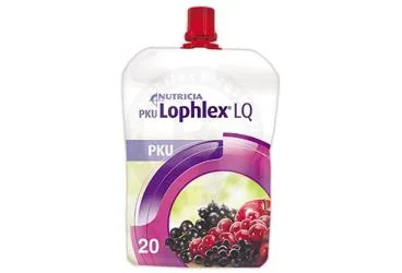 PKU LOPHLEX LQ 20 KIRMIZI MEYVELER (30X125 ML) ürün ambalajı. Etkin maddesi tibbi amacli mama. Üretici: NUMIL GIDA ÜRÜNLERİ SANAYİ VE TİCARET A.Ş.