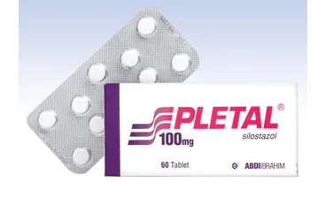 PLETAL 100 MG 60 TABLET (silostazol) ürün ambalajı, tablet. Üretici: ABDİ İBRAHİM OTSUKA İLAÇ SAN. VE TİC. A.Ş.