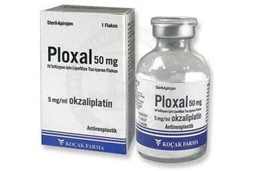 PLOXAL 50 MG 5 MG/ML 1 ADET LİYOFİLİZE FLAKON ambalajı. Okzaliplatin içeren flakon. Üretici: KOÇAK FARMA İLAÇ VE KİMYA SANAYİ A.Ş.