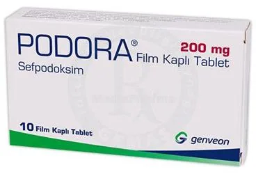 PODORA 200 MG FİLM KAPLI TABLET (10 TABLET) kutu fotoğrafı, film kaplı tablet formunda sefpodoksim içerir. Üretici: GENVEON İLAÇ SANAYİ VE TİCARET ANONİM ŞİRKETİ.