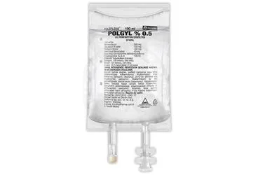 POLGYL %0,5 IV PERFUZYON SOL 100 ML SETLI ürün ambalajı. Etkin maddesi serum. Üretici: POLİFARMA İLAÇ SAN. VE TİC. A.Ş.