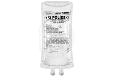POLIFLEKS 1/3 POLIDEKS IV INF. ICIN COZ. 1000 ML SETLI PVC kutu fotoğrafı. Etkin maddesi dekstroz monohidrat + sodyum klorur. Üretici: POLİFARMA İLAÇ SAN. VE TİC. A.Ş.